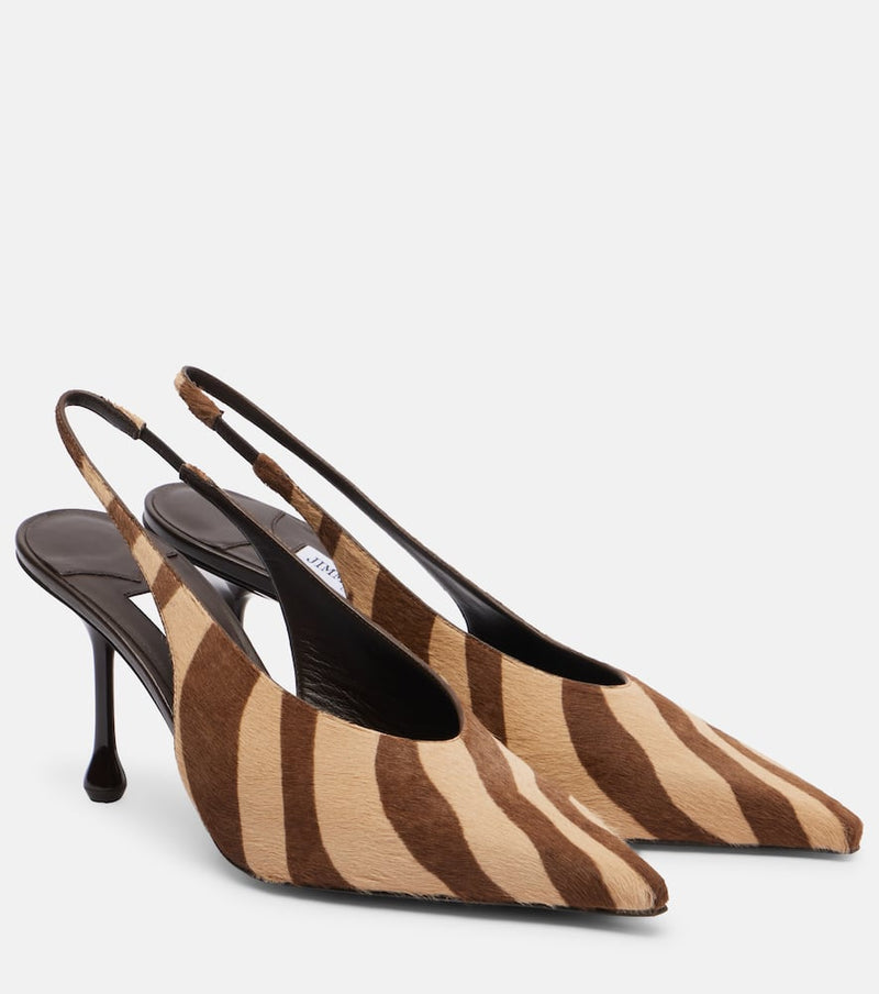 Jimmy Choo Isa 80 calf hair slingback pumps