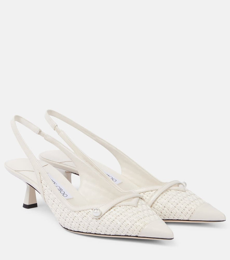 Jimmy Choo Amita 45 woven slingback pumps