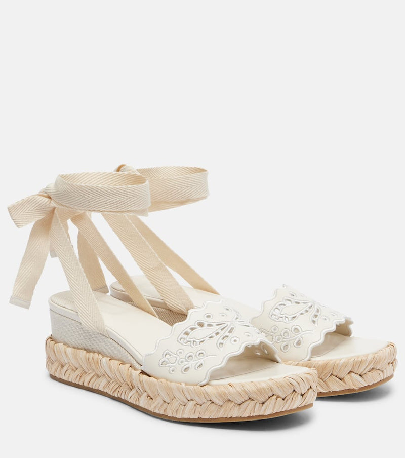 Jimmy Choo Arlee 60 Embroidered Espadrille Wedges White