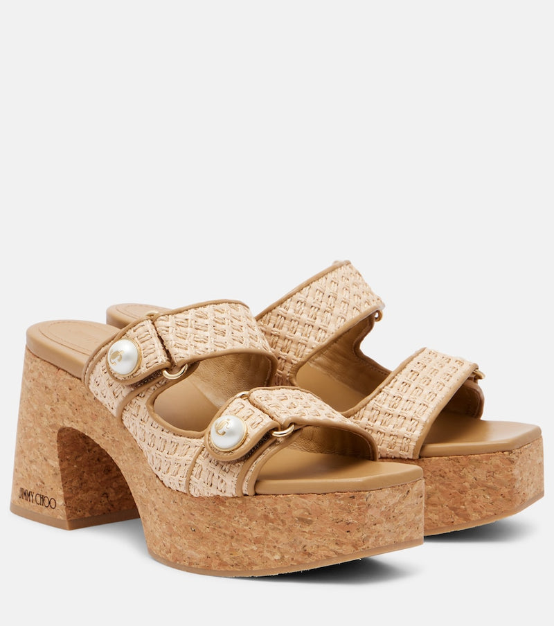 Jimmy Choo Fayence 95 leather wedge sandals