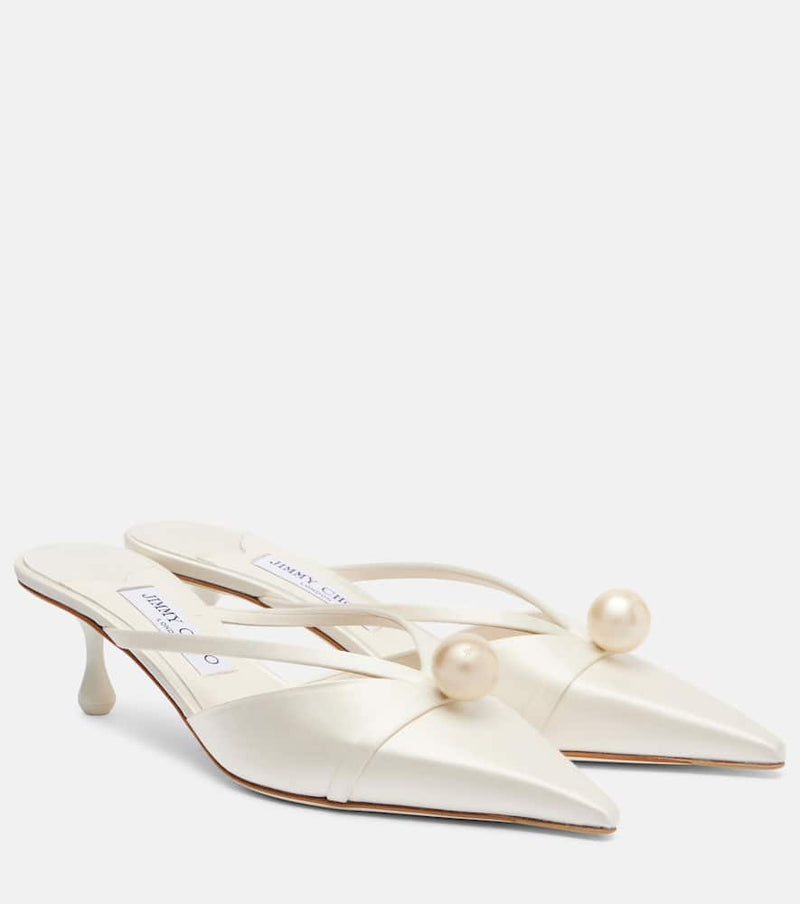 Jimmy Choo Bridal Sana 50 embellished satin mules