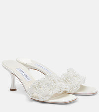 Jimmy Choo Cary 70 faux pearl-embellished satin mules