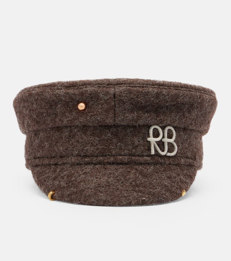 Ruslan Baginskiy Pierced wool-blend newsboy cap