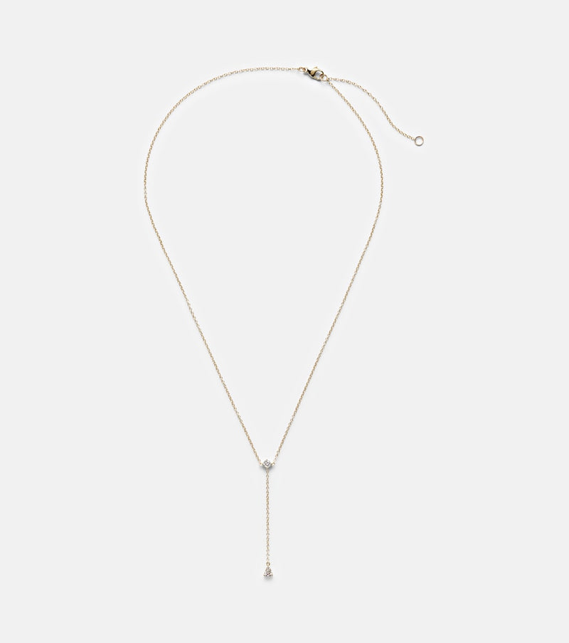 Stone and Strand Perfect Pear 14kt gold lariat necklace with diamonds