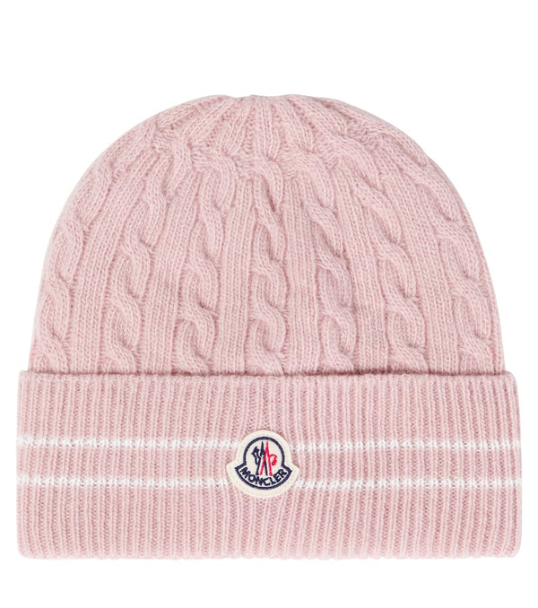 Moncler Enfant Logo cable-knit virgin wool beanie