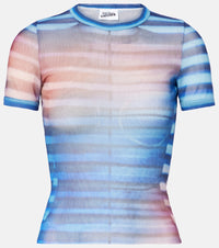 Jean Paul Gaultier Printed striped mesh T-shirt