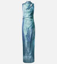 Jean Paul Gaultier Printed draped satin maxi dress