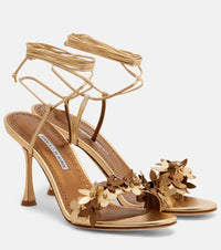 Manolo Blahnik Anista floral-applique leather sandals