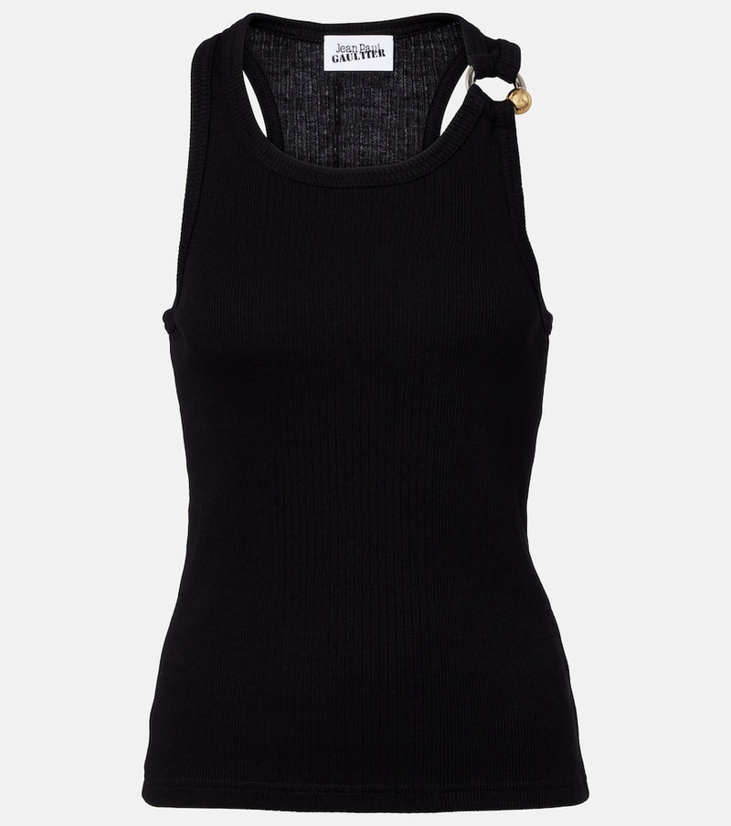 Jean Paul Gaultier Piercing cotton jersey tank top