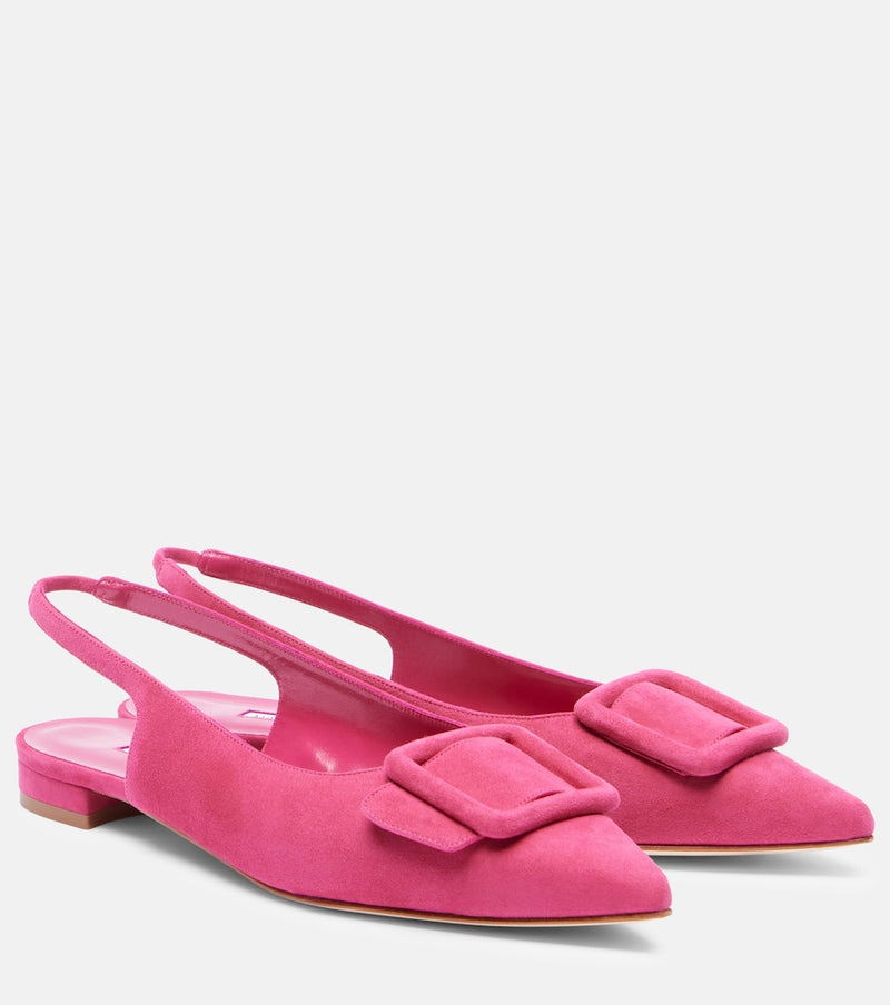 Manolo Blahnik Maylura suede slingback flats