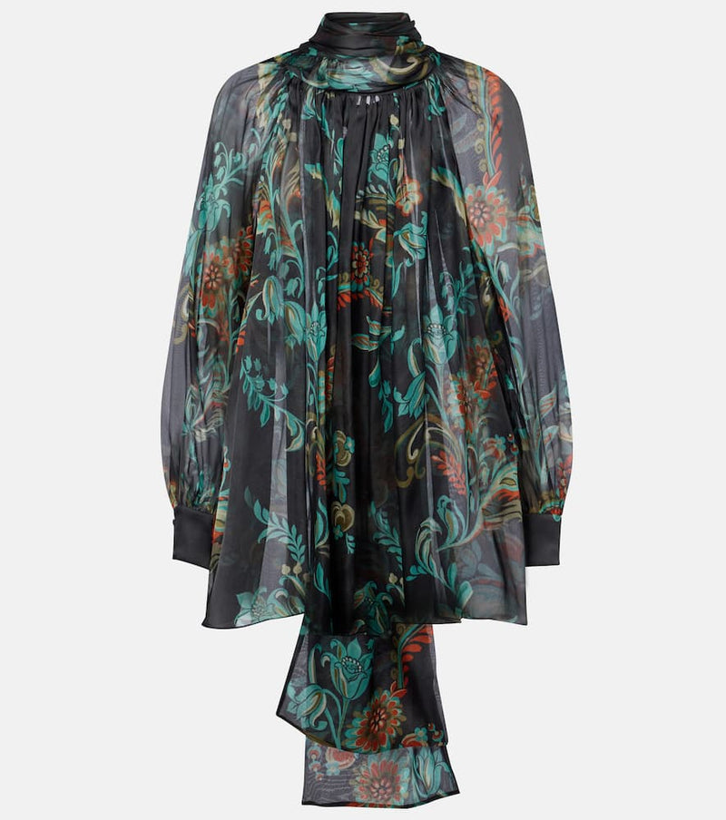 Etro Floral sheer silk chiffon blouse