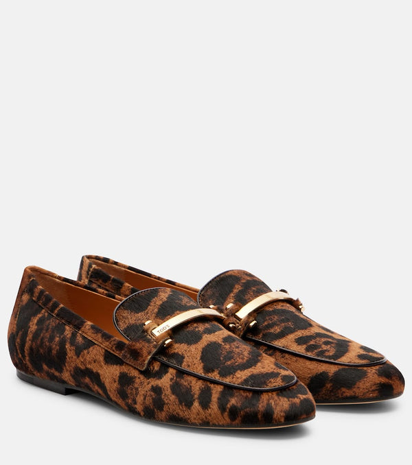 Tod's Leopard-print calf hair loafers