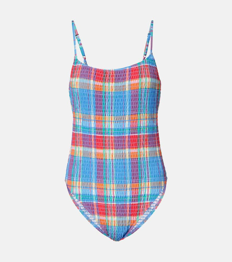 Polo Ralph Lauren Smocked Kennedy checked swimsuit