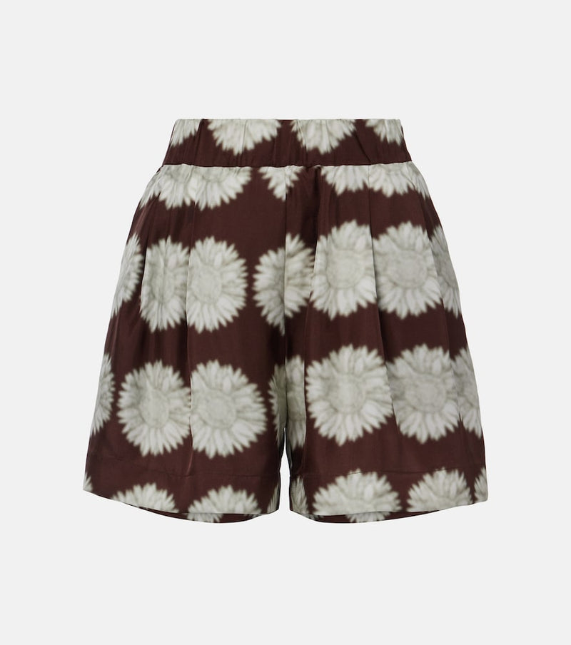 Asceno Zurich printed silk twill shorts