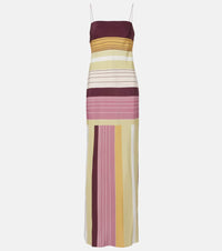 SIR Fontana striped silk crepe slip dress