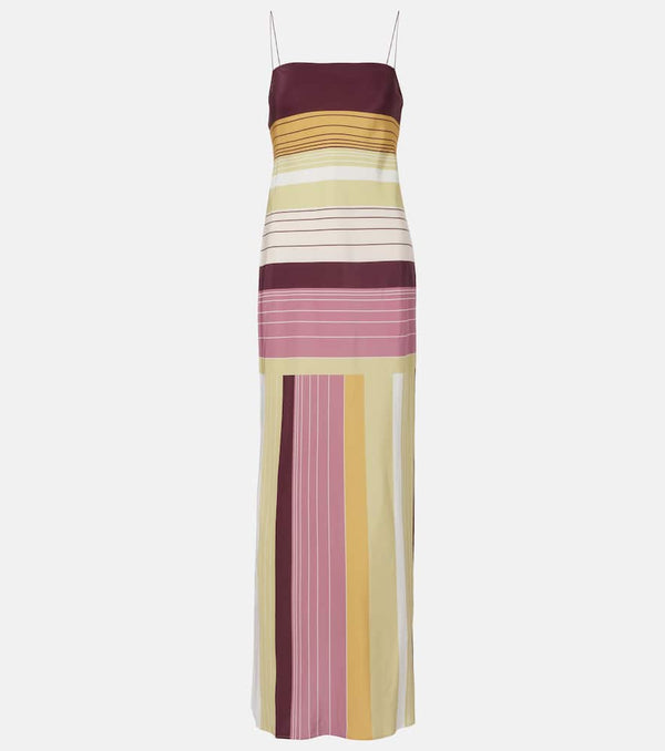 SIR Fontana striped silk crepe slip dress