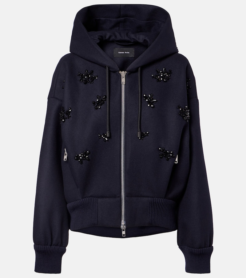 Simone Rocha Turbo embellished wool-blend hoodie