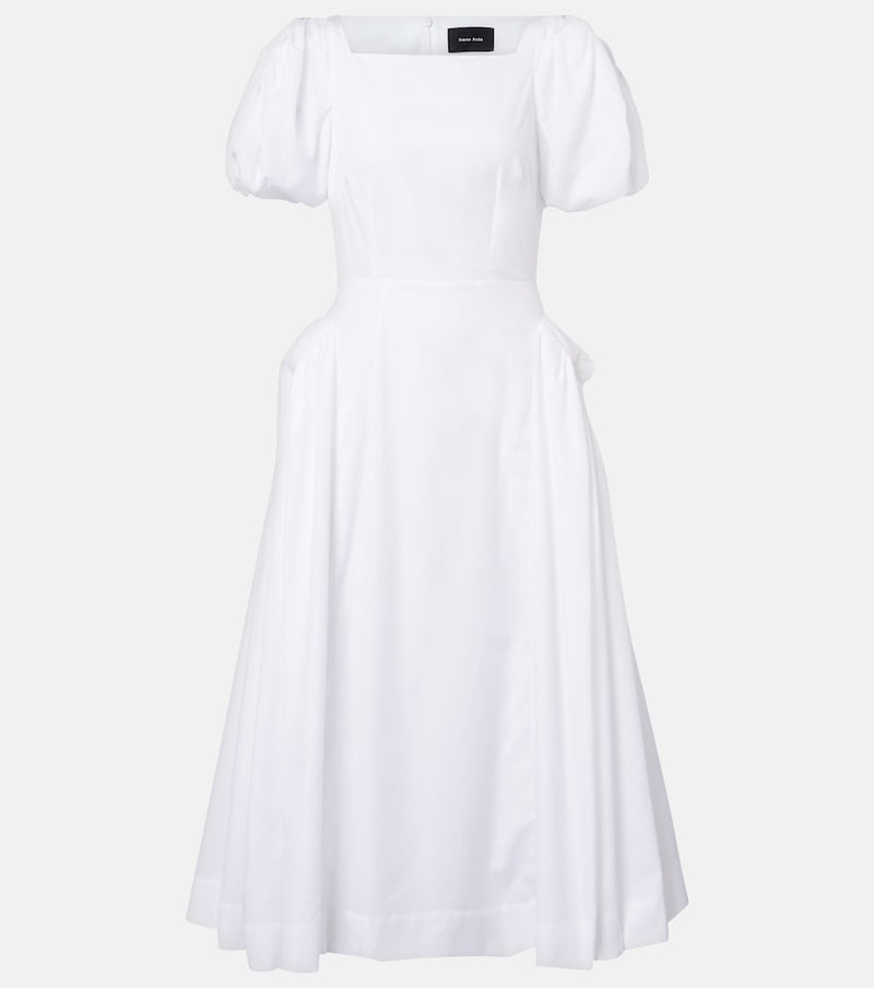 Simone Rocha Puff-sleeve cotton poplin midi dress in White