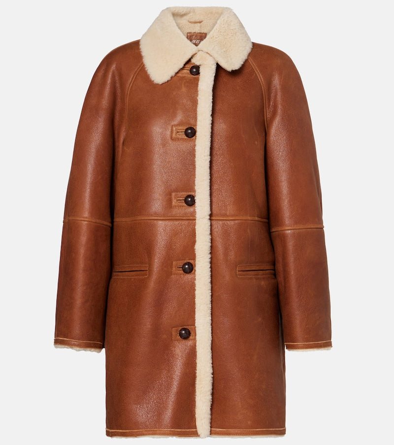 Isabel Marant Berthie shearling-trimmed leather coat