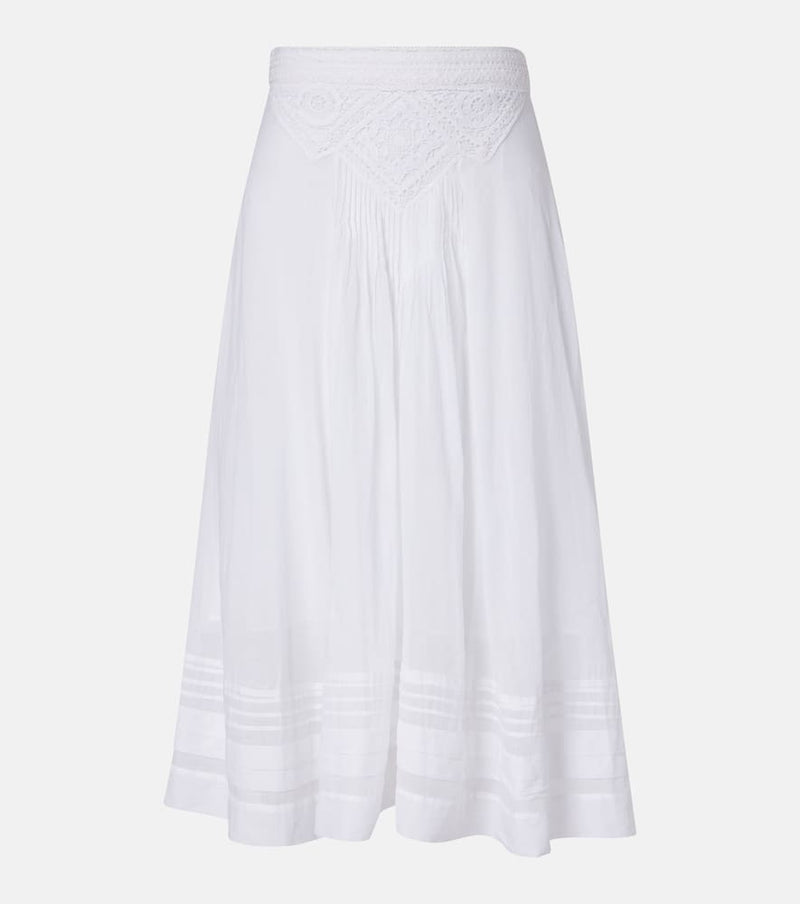 Marant Etoile Garliana lace-trimmed cotton midi skirt