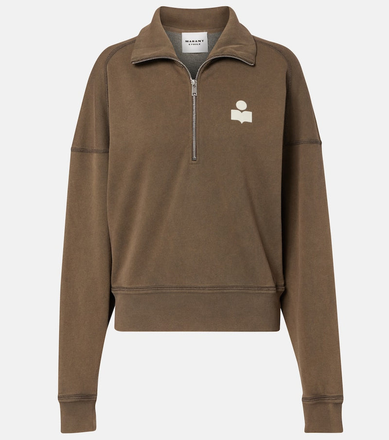 Marant Etoile Ross cotton-blend jersey half-zip sweatshirt