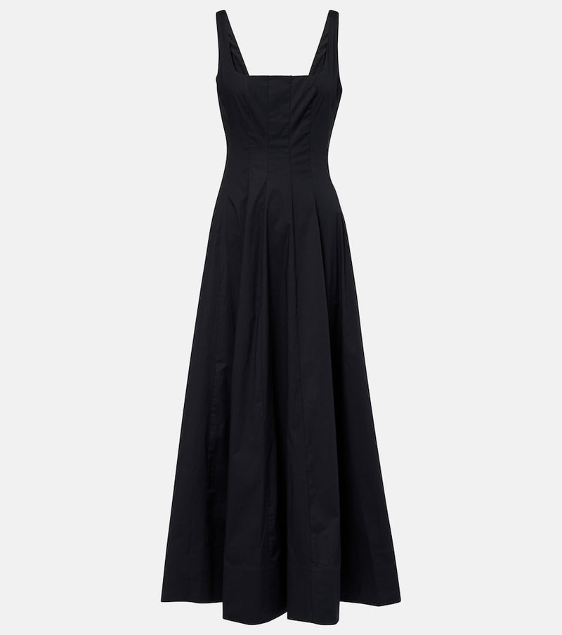 Staud Wells pleated cotton midi dress
