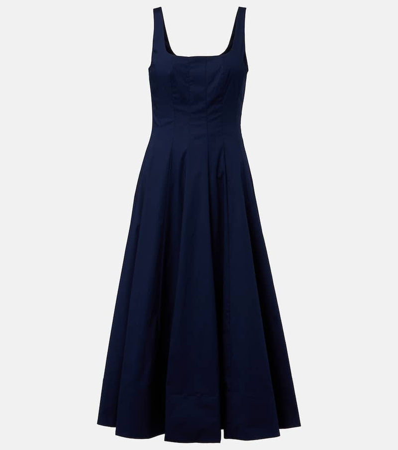 Staud Wells pleated cotton midi dress