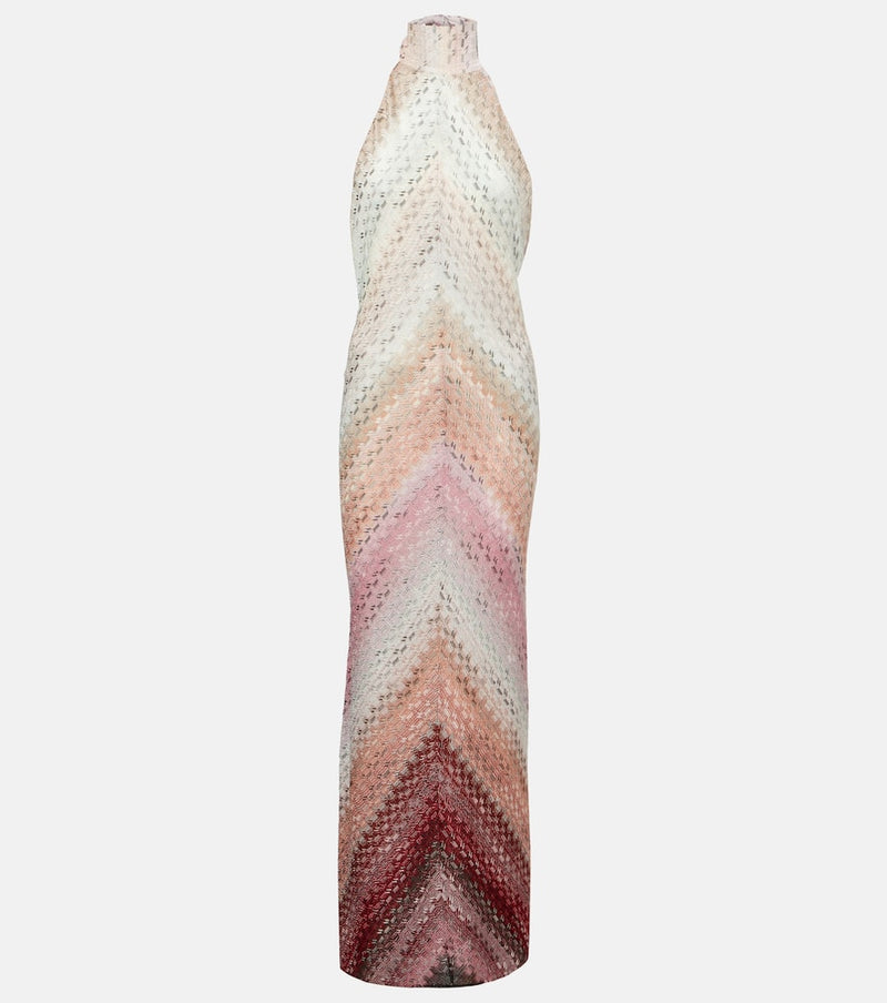 Missoni Zigzag halterneck lame maxi dress