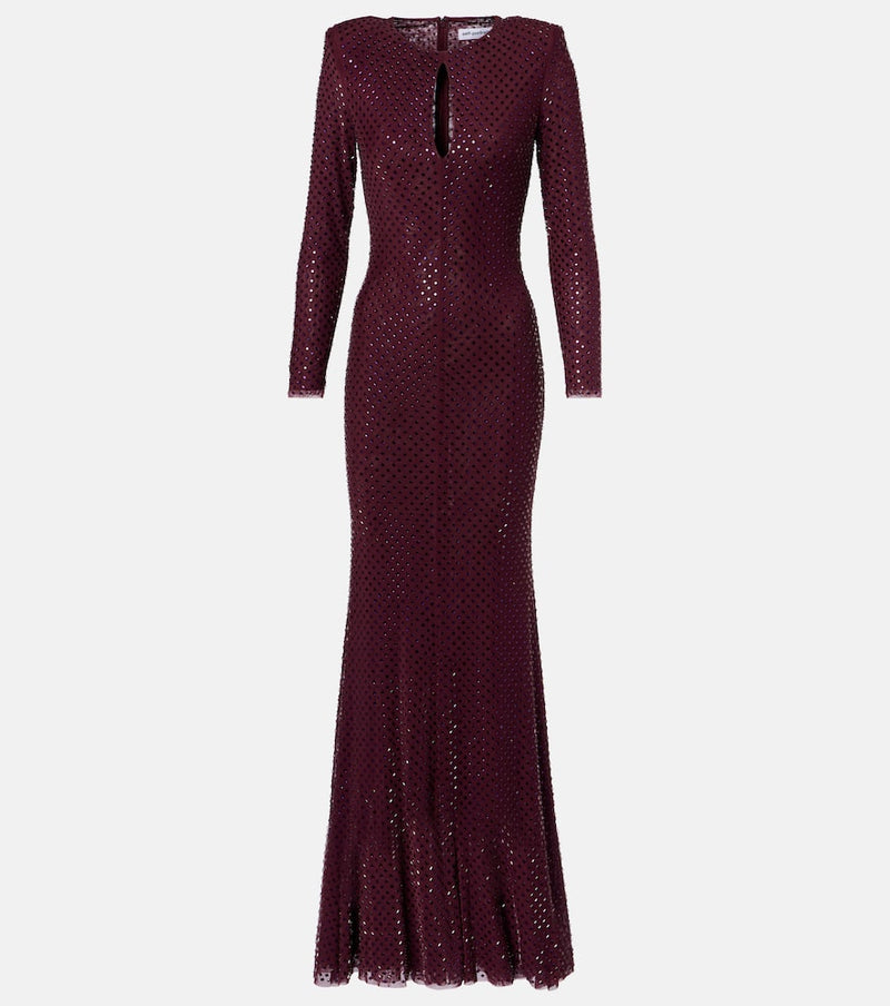 Self-Portrait Cutout embellished mesh gown