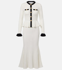 Self-Portrait Pointelle peplum midi dress