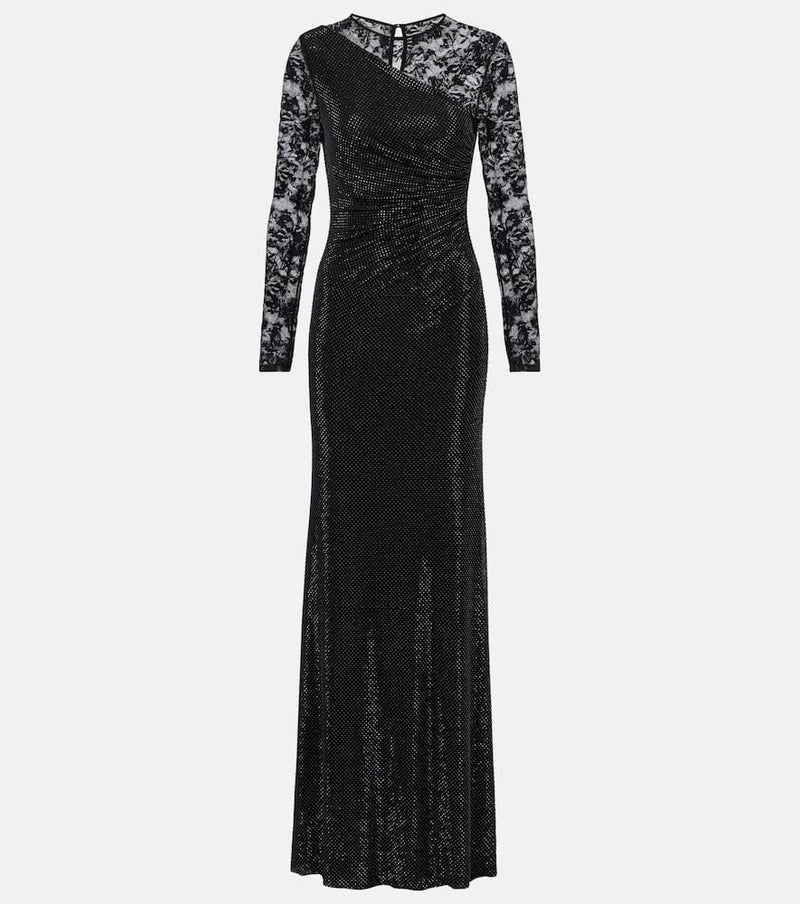 Self-Portrait Rhinestone lace-trimmed gown