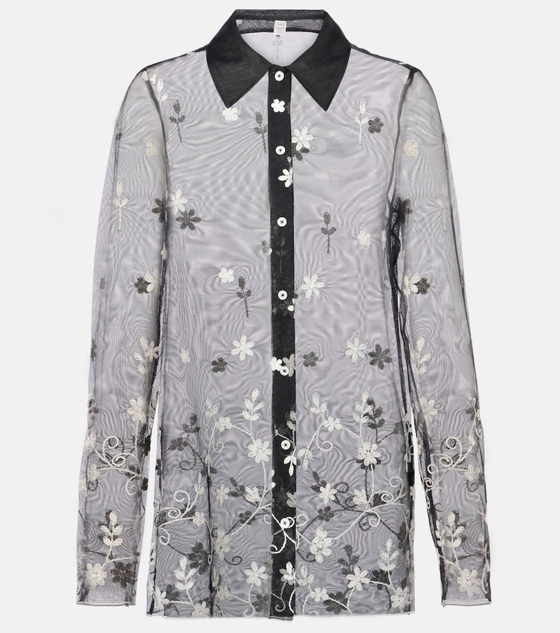 Toteme Embroidered semi-sheer shirt