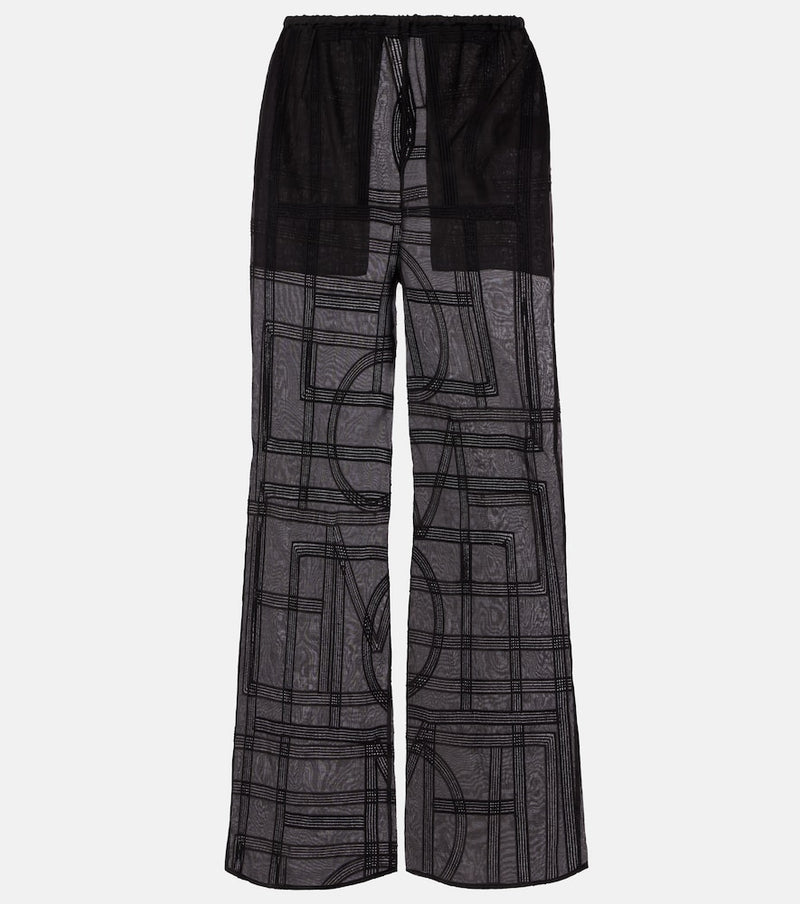 Toteme Cotton and silk voile wide-leg pants
