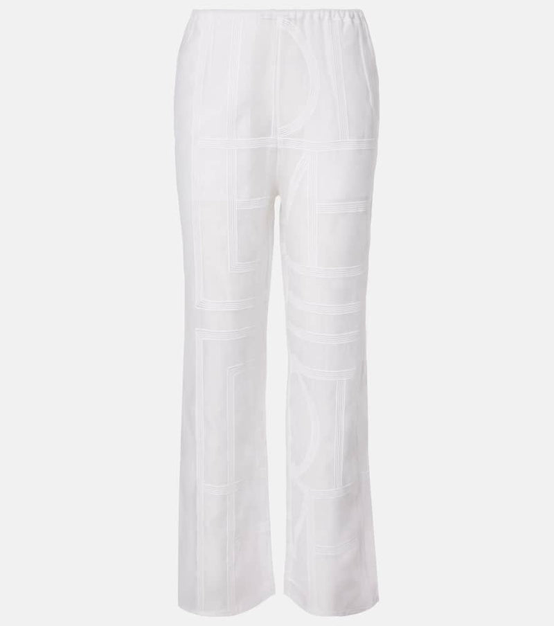 Toteme Cotton and silk voile wide-leg pants