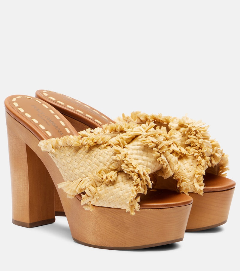 Dolce & Gabbana Raffia-effect platform mules
