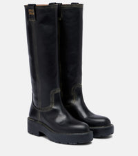Miu Miu Logo leather knee-high boots