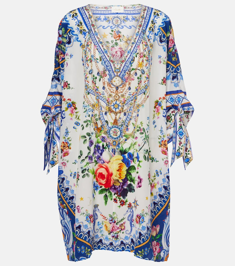 Camilla Embellished printed silk crepe kaftan