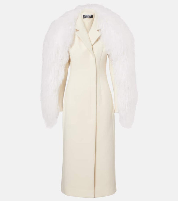 Jacquemus Boa shearling-trimmed virgin wool coat