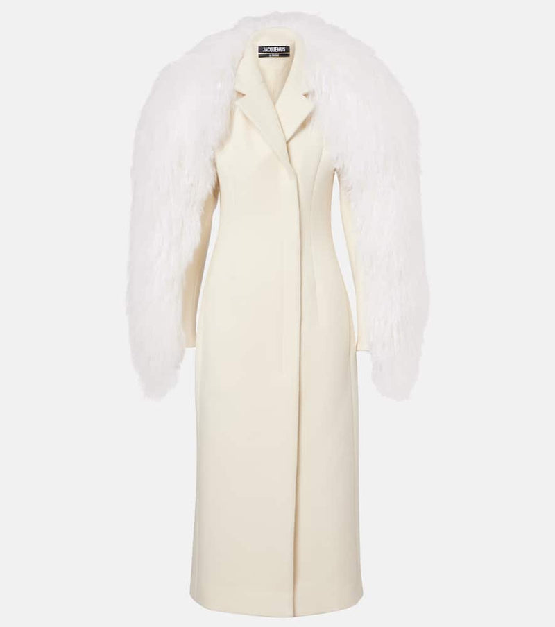 Jacquemus Boa shearling-trimmed virgin wool coat