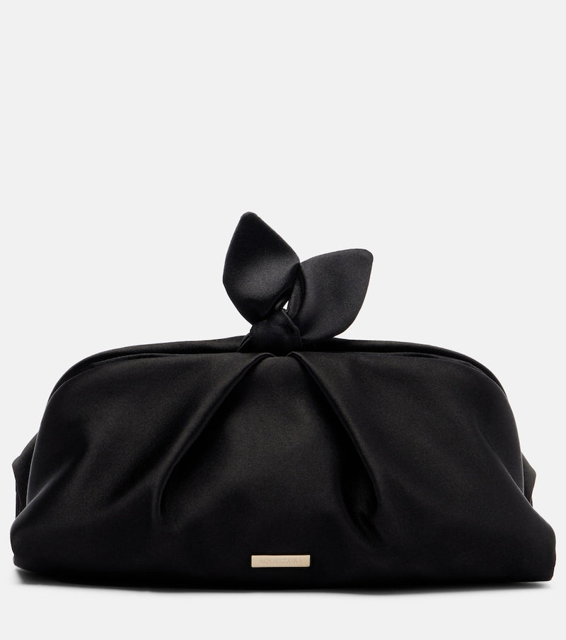 Aquazzura Bow Tie Small satin clutch