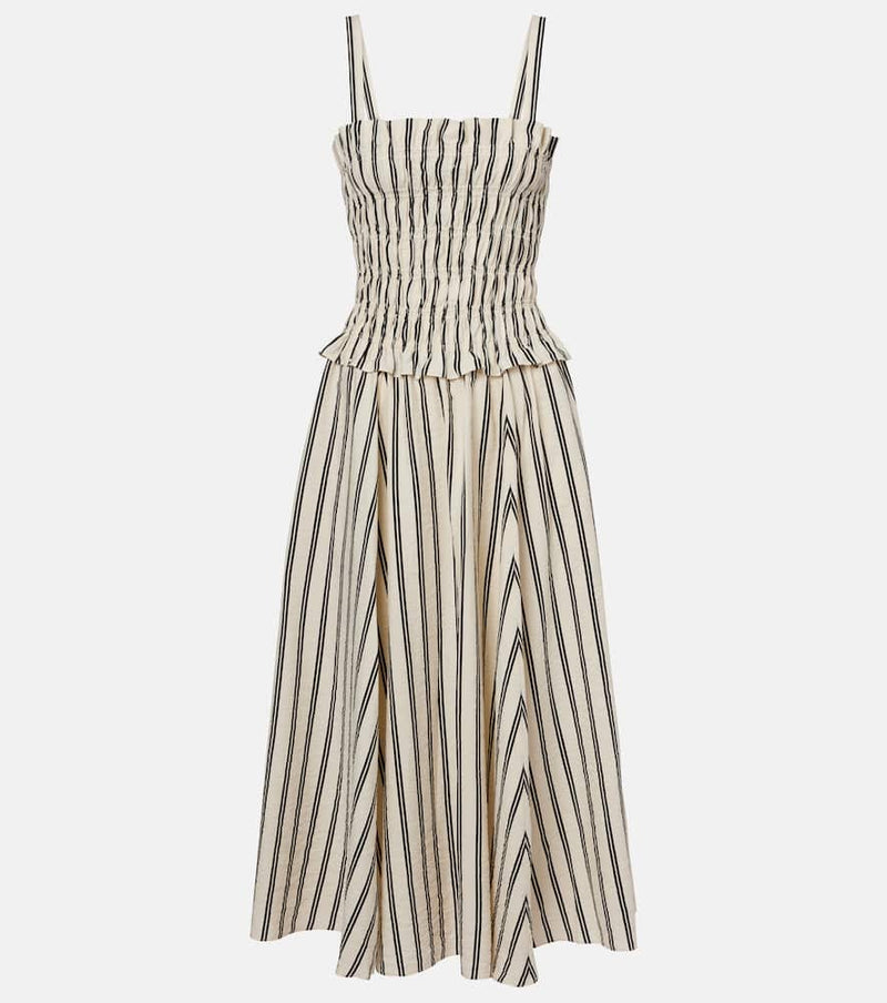 Polo Ralph Lauren Shirred striped silk-blend midi dress