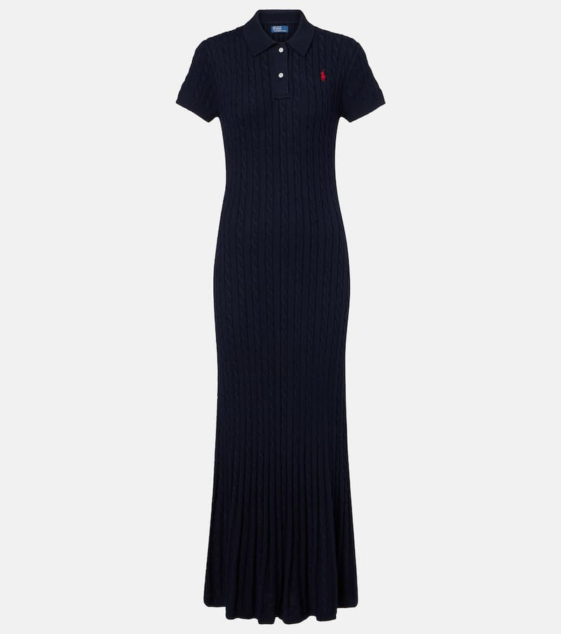 Polo Ralph Lauren Ribbed-knit cotton-blend polo dress