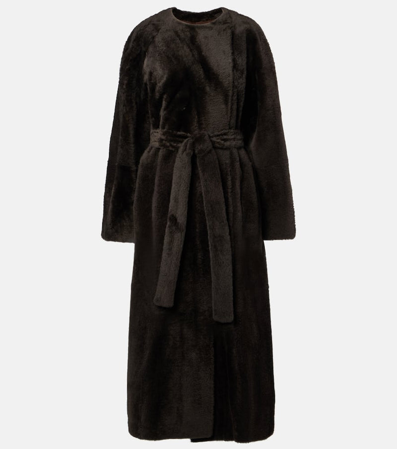 The Row Madelina belted shearling coat