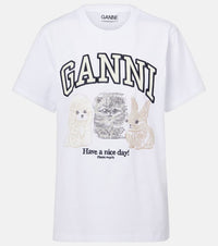 Ganni Printed cotton jersey T-shirt