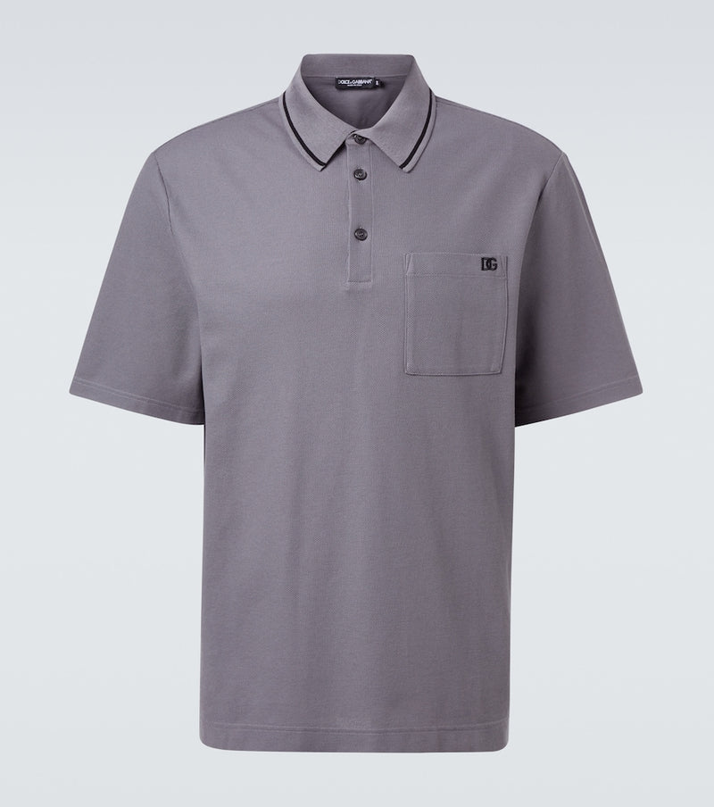 Dolce & Gabbana DG embroidered cotton pique polo shirt
