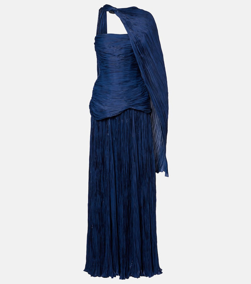 Marmar Halim Pleated caped corset gown