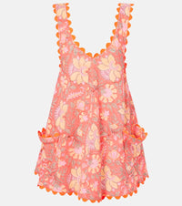 Juliet Dunn Floral scalloped cotton minidress
