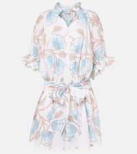 Juliet Dunn Printed scalloped cotton shirt dress