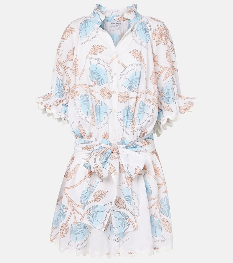 Juliet Dunn Printed scalloped cotton shirt dress