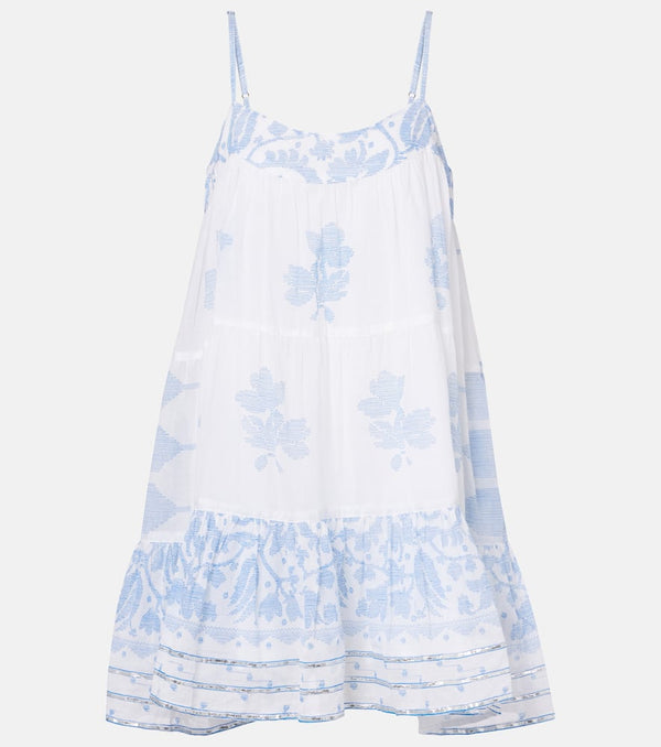 Juliet Dunn Printed ruched cotton slip dress
